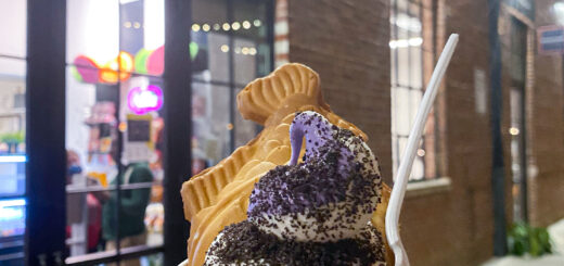 Ube and Hokaido Milk Soft Serve swirl at sweet society